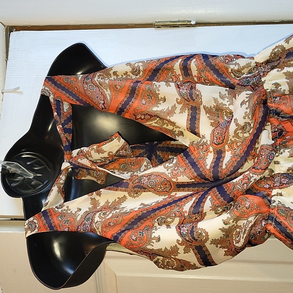 Paisley Print Cross Back sleeveless Dress - Picture 4 of 6